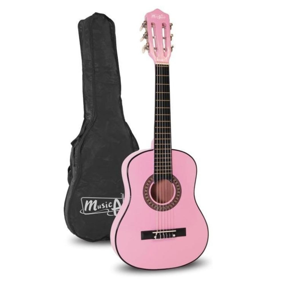 Music Alley Acoustic Guitar Kids 34 Inch Pink Junior Beginner with Gig Bag
